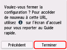 Fin de configuration